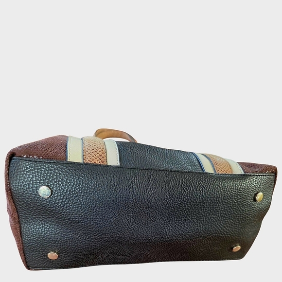 👜 Dana Buchman Brown Striped Tote Bag w/ Faux Suede Accents - Picture 14 of 16